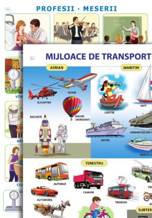 Mijloace de transport / Profesii și meserii; planșă