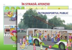 În stradă: atenție! / În transportul public; planșă